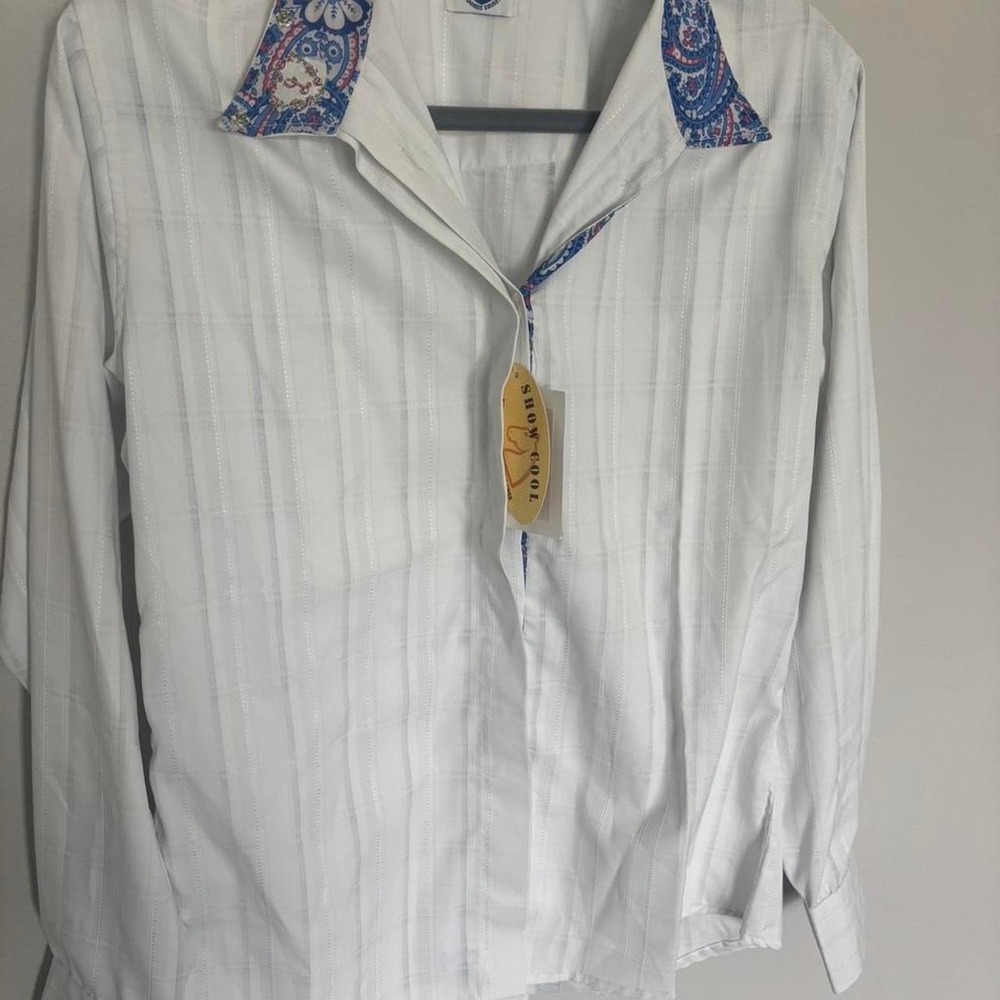 NWT Devon Aire "Show Cool" Equestrian Shirt - Size 38 - Paisley Collar